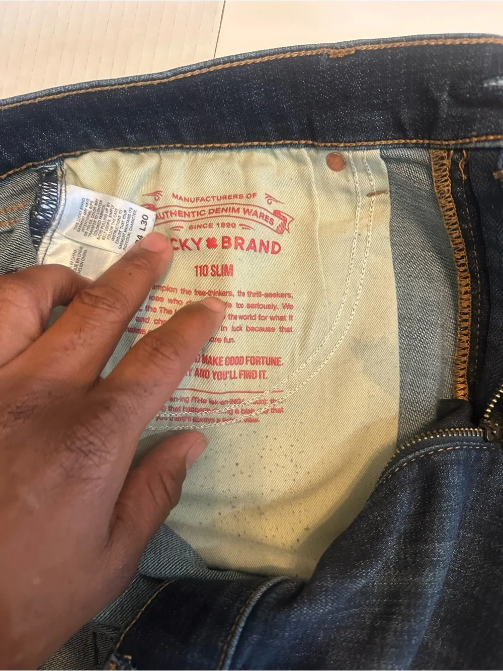 Lucky Brand 110 Slim Men’s Jeans 34x30 Dark Wash Blue Denim